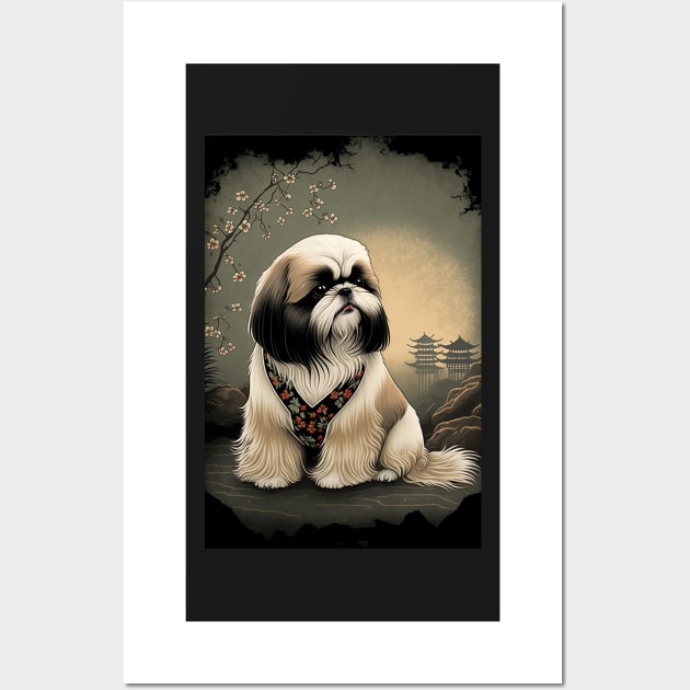 Super Cute Shih Tzu Portrait - Japanese style Wall Art by KoolArtDistrict